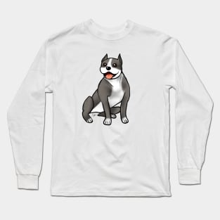 Dog - American Staffordshire Terrier - Gray and White Long Sleeve T-Shirt